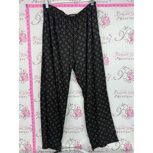 Flora Nikrooz pants Black Wide-Leg Lounge Pants with White Dot Diamond Print